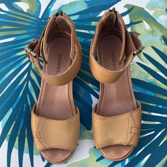 SOREL Joanie wedge sandal. Size 6 US, 23cm tan - Picture 6 of 6